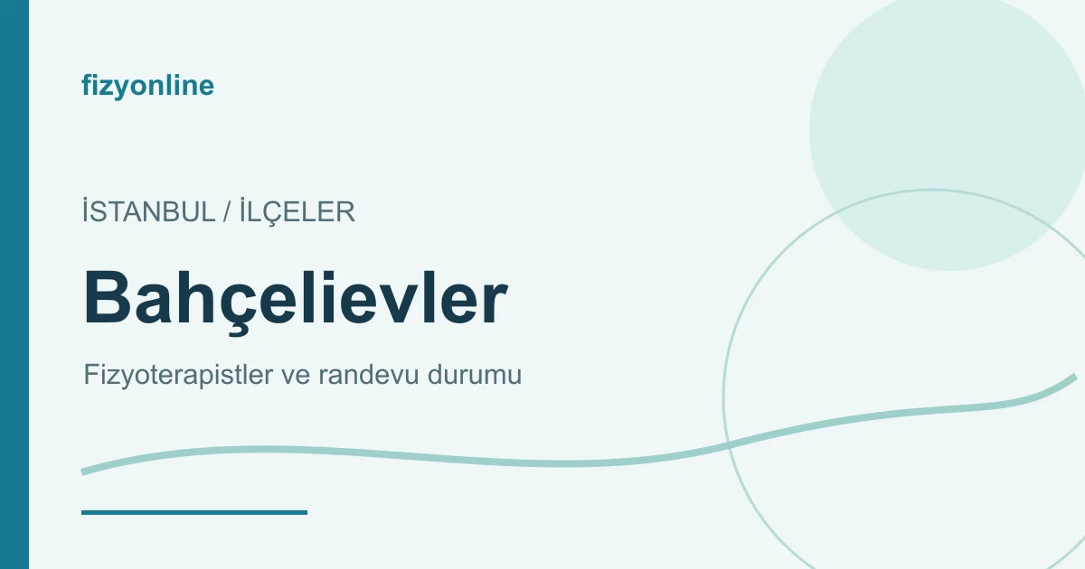 Bahçelievler fizyoterapistleri ve randevu durumu yazılı Fizyonline görseli