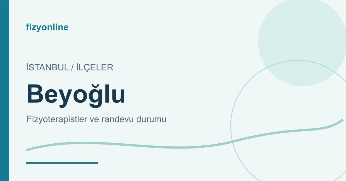 Beyoğlu fizyoterapistleri ve randevu durumu yazılı Fizyonline görseli